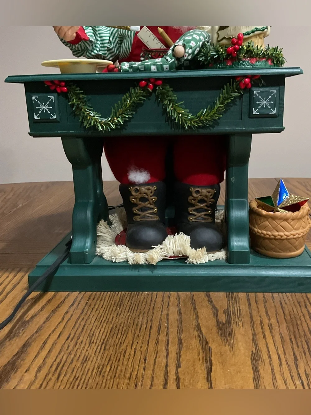 Musical Light-up Moving Christmas Santa at Work Figurine Holiday Decor